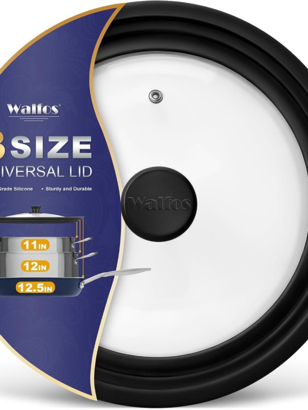 Universal Lid for Pots, Pans and Skillets - Tempered Glass with Heat Resistant S